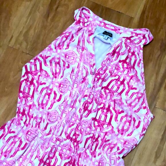 Mud Pie Dresses & Skirts - Mud Pie Pink and White Intricate Pattern Sleeveless Dress Size Small